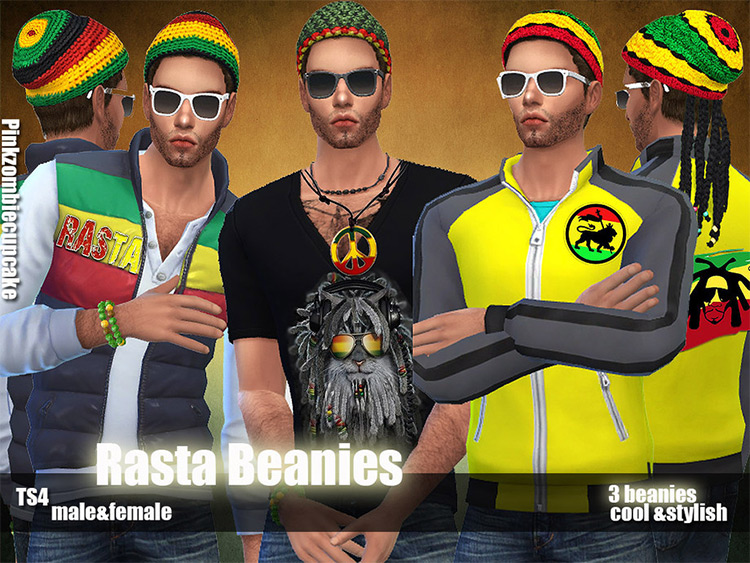 Rasta Beanie Styles - CC for Sims 4