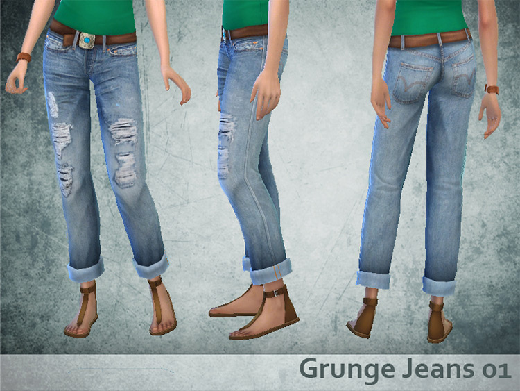 Grunge Jeans Set - Sims 4 CC
