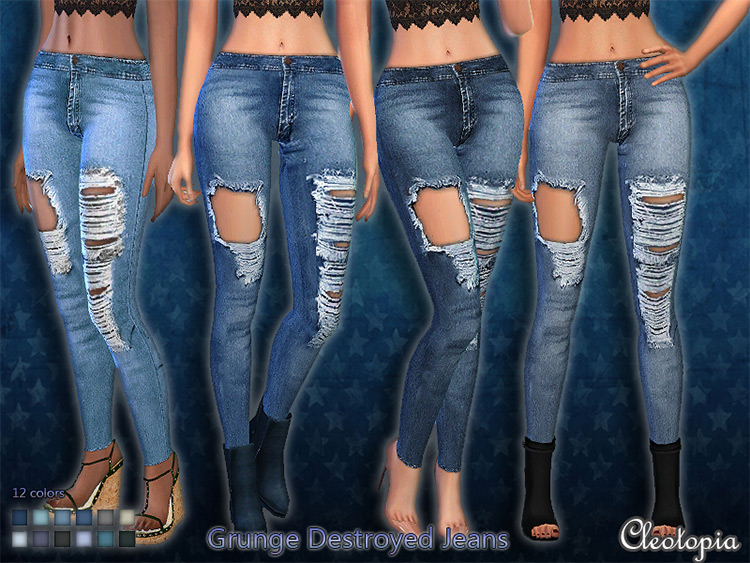 Grunge Destroyed Jeans - Sims 4 CC