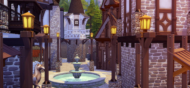 Medieval castle lot in The Sims 4