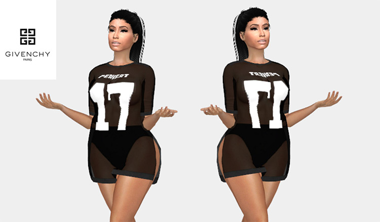 Givenchy Embellished Chiffon Top for Sims 4