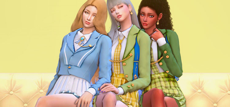 Girls School Uniforms CC Outfits for The Sims 4