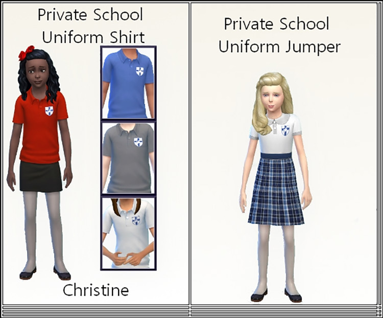 Private School Uniform Shirt + Jumper Sims 4 CC