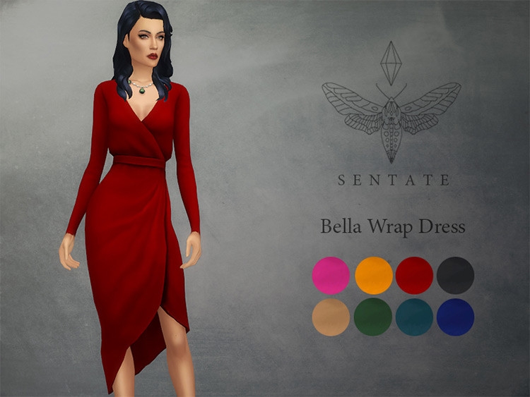 Bella Wrap Dress for The Sims 4
