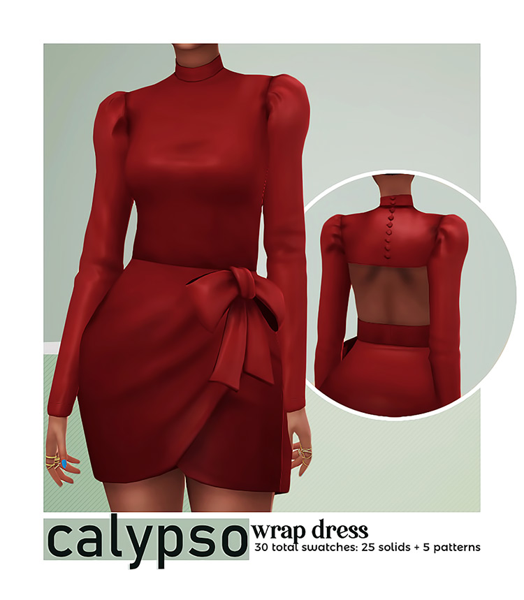 Calypso Wrap Dress for The Sims 4
