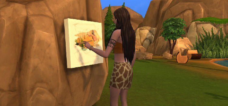 Prehistoric rock painting easel CC for The Sims 4