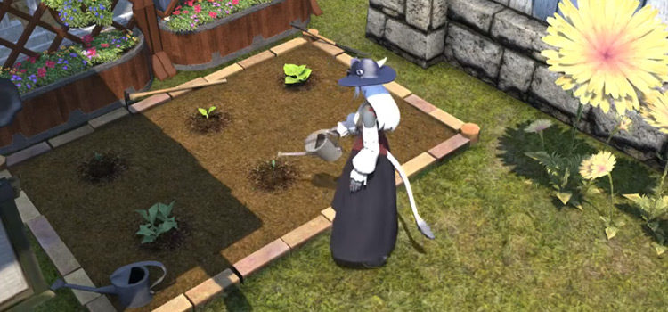 Watering a garden in Final Fantasy XIV