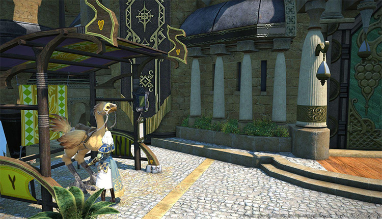 Chocobo stable outside apartments in FFXIV
