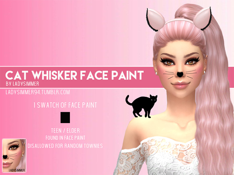 Cat Whisker Face Paint for The Sims 4