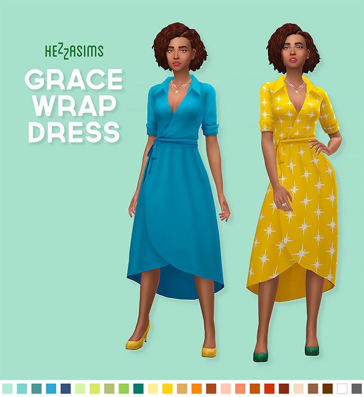 Grace Wrap Dress CC for The Sims 4