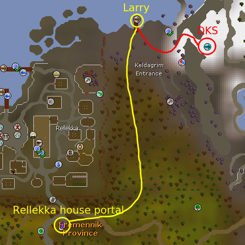 Penguin Agility Course route on the map / OSRS