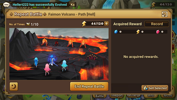 You can see the number of battles completed in the top left of the window / Summoners War