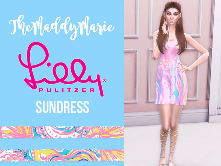 Funky patterned Lilly Pulitzer-style Sims4 CC Sundress