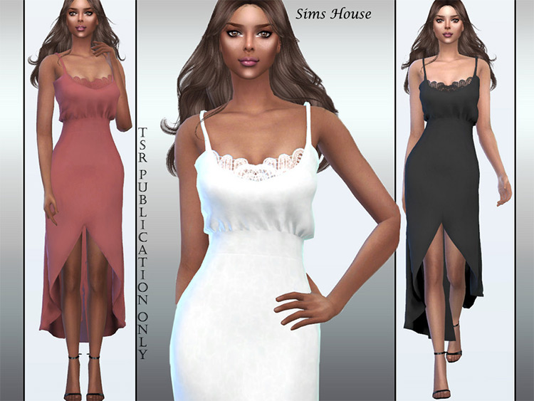 Sleek lace neck light sundress - Sims 4 CC