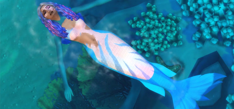 Girl mermaid floating in the ocean TS4 screenshot