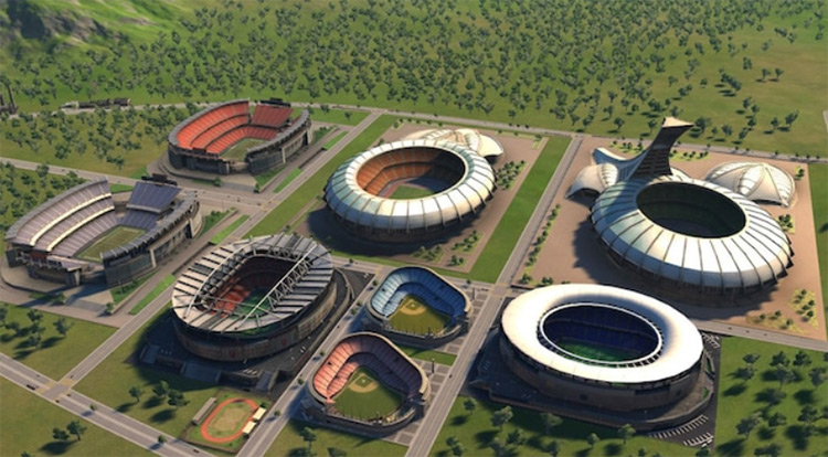 Sporting Stadiums Unlocked - Cities XXL Mod