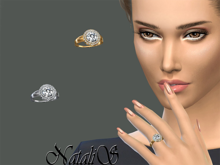 TS4 CC - Double Halo Diamond wedding ring