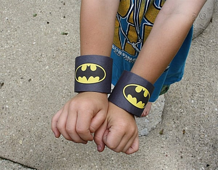 Cardboard batman wrist cuffs