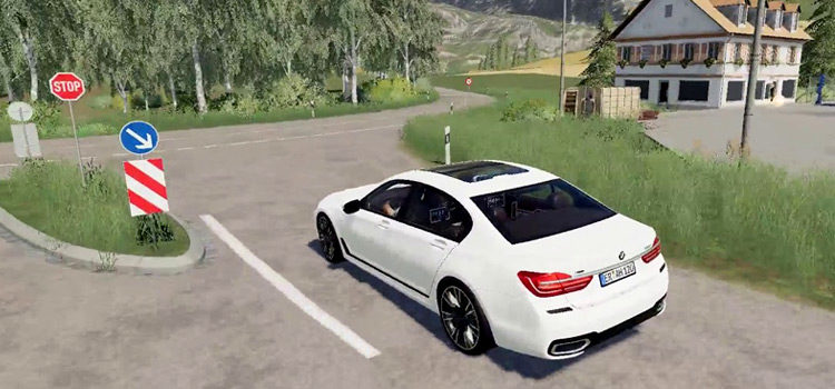 White BMW 7-Series Car in Farming Simulator 19