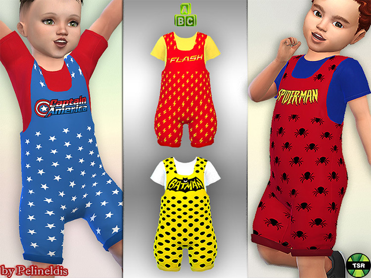 Superhero Dungaree for Toddlers for The Sims 4