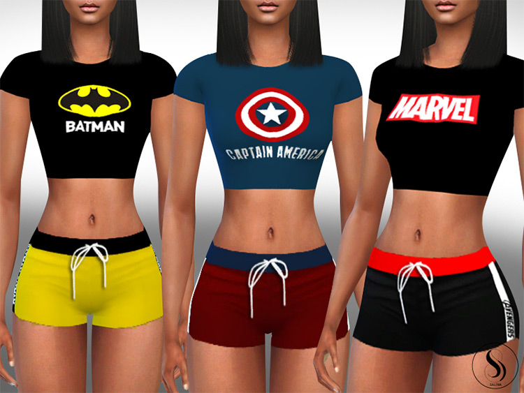 Comicbook Athletic & Sleeping Outfits / Sims 4 CC