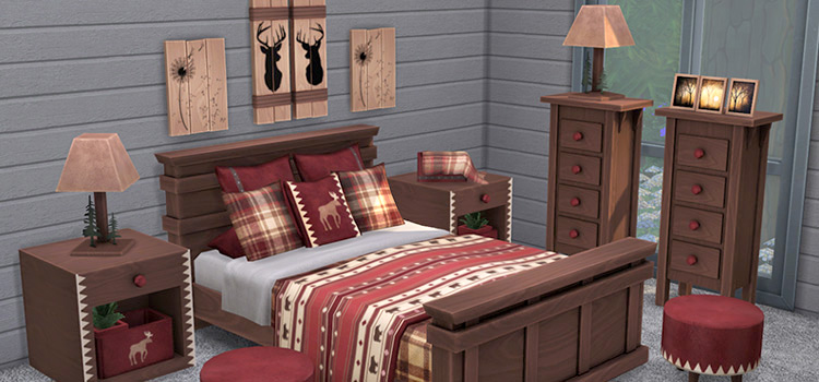 Forest Fantasy Log Cabin Bedroom CC for The Sims 4