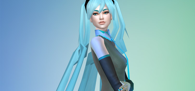 Vocaloid Miku Build in The Sims 4 CAS