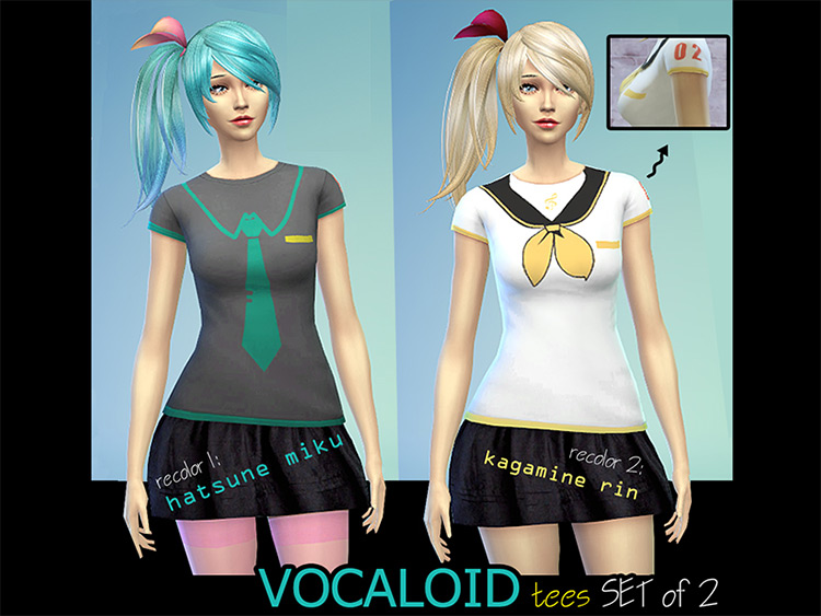 Casual Vocaloid Tees for The Sims 4
