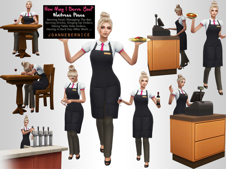 How May I Serve You? Waitress Posepack / The Sims 4