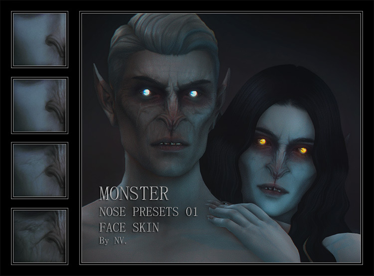 Monster Nose Presets & Skin Overlay / Sims 4 CC