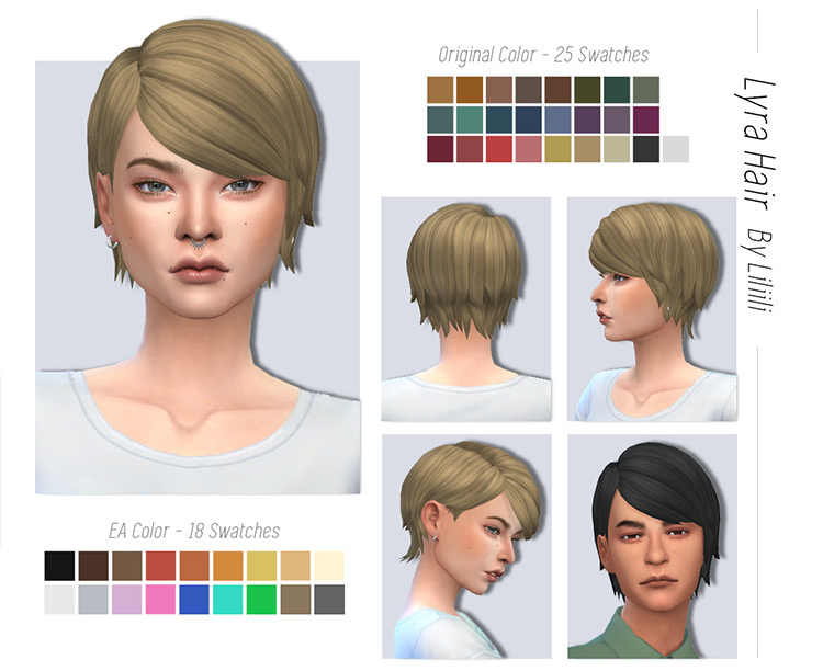 Lyra Pixie Hair for The Sims 4