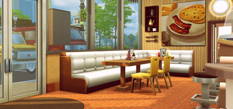 Interior Diner Booth Restaurant in The Sims 4