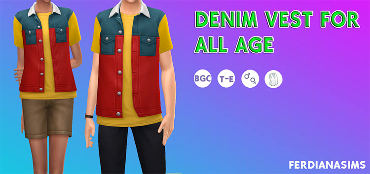 Denim Vest CC for The Sims 4