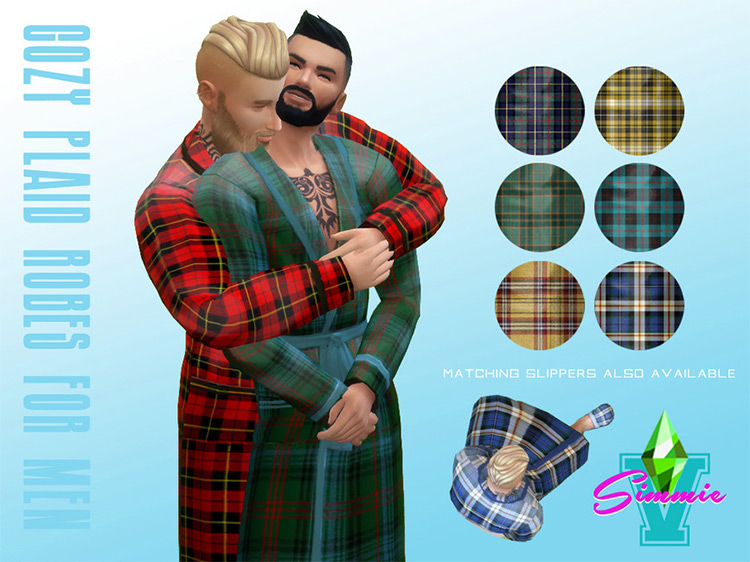 Cozy Plaid Robes for Men / Sims 4 CC