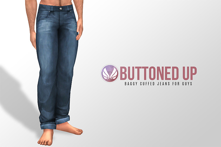 Baggy Cuffed Jeans for Guys / Sims 4 CC