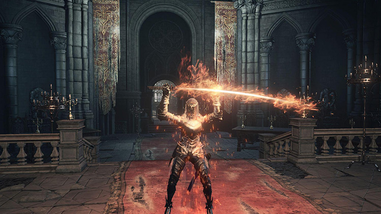 Casting Carthus Flame Arc with a melee-focused build / DS3