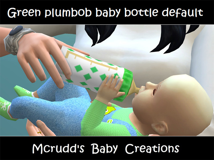 Green Plumbob Baby Bottle Default / Sims 4 CC