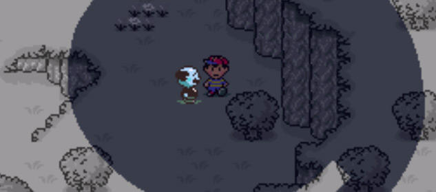 Encountering an enemy on the overworld by coming into contact with them / Earthbound