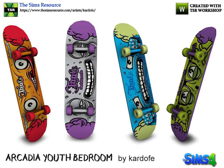 Arcadia Bedroom Skateboard / Sims 4 CC