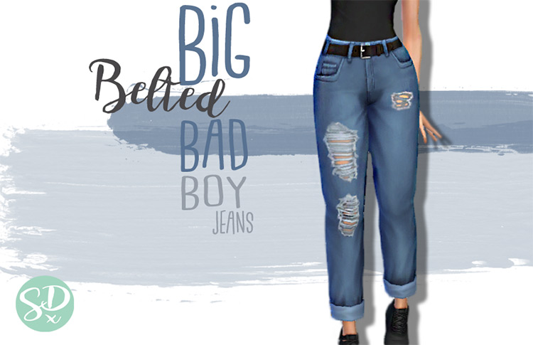 Big Belted Bad Boy Jeans / Sims 4 CC