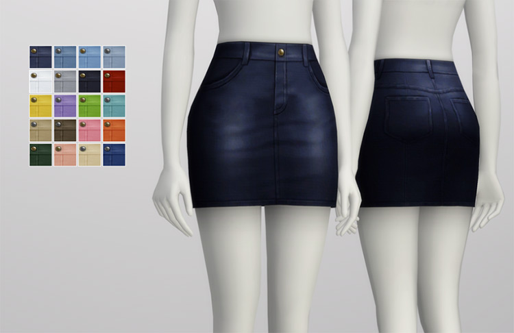 High-Rise Denim Skirts / Sims 4 CC