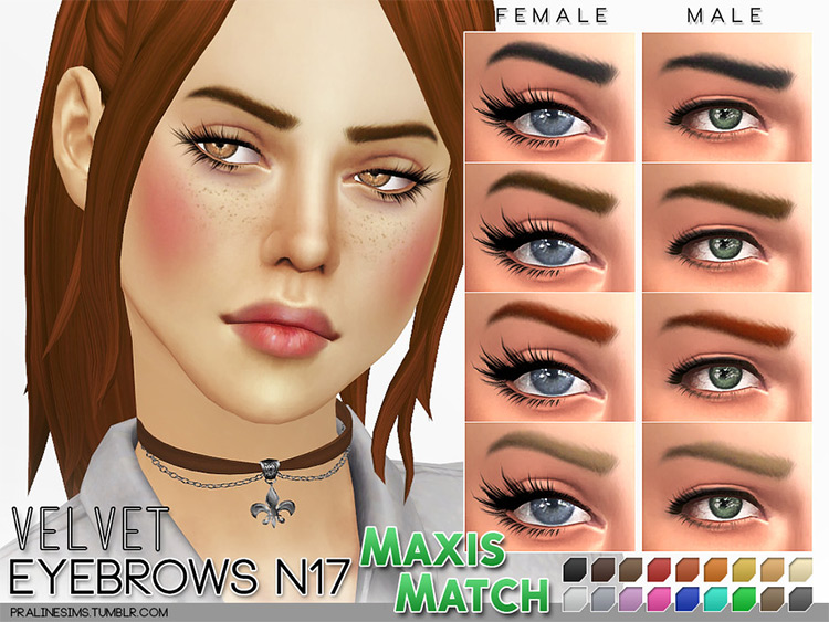 Velvet Eyebrows N17 in TS4