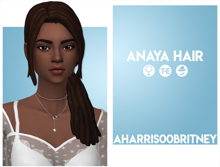 Anaya - Dark hair side ponytail Sims 4 CC
