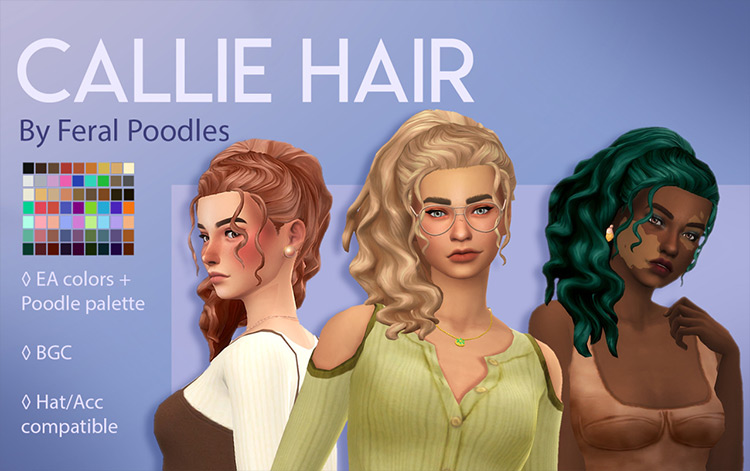 Callie Ponytail Hair - Sims 4 CC