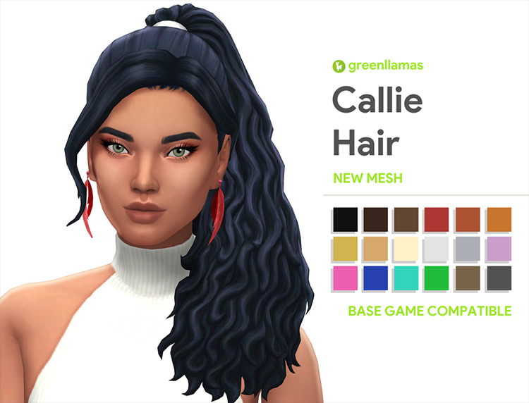 Callie Curly Ponytail CC - Sims 4 screenshot
