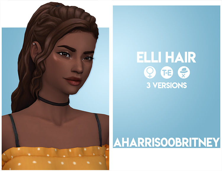 Elli CC for Sims 4 - Ponytail-styled hairdo