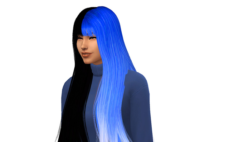 Black and Blue Ombre hair for Sims 4