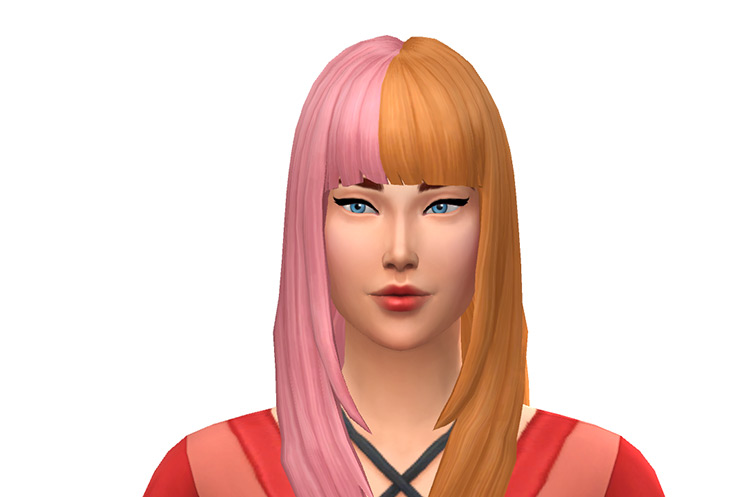 Sims 4 Ombre hairstyle - Orange and Pink
