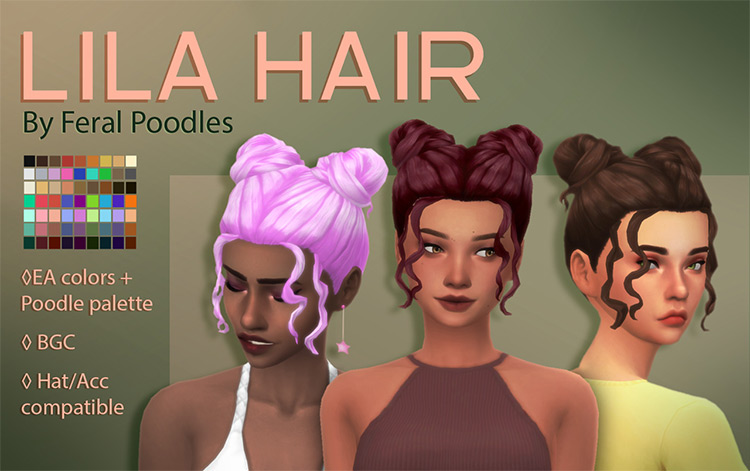 Lila Hair CC for Sims 4