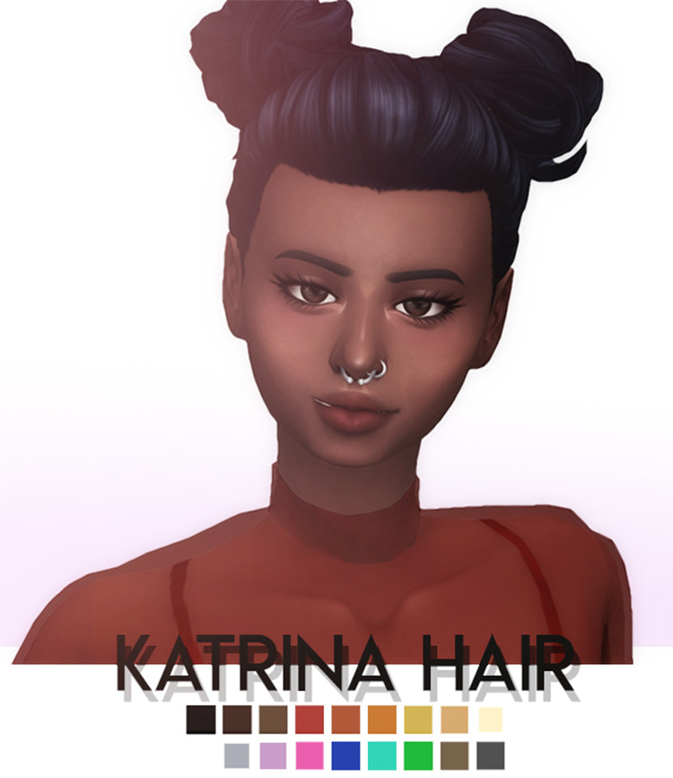 Katrina Hairdo Double Buns - Sims 4 CC